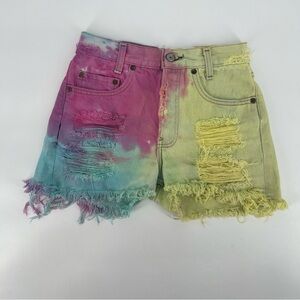 Levi’s Tie Dye Cut Off Button Fly Jean Shorts Size 24 Women’s